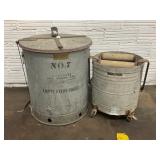 JUSTRITE NO.7 OILY WASTE CAN W/BRASS TAG & EAGLE