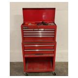 CLARKE ROLL AROUND TWO PC TOOLBOX WITH CONTENTS -