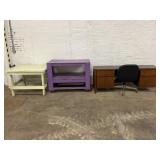 ROLL AROUND PURPLE WORK STATION, WOOD TABLE &