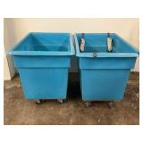 LOT OF 2 ROLL AROUND PLASTIC TOTES - 39" X 28" X