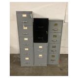 LOT OF 4 METAL FILING CABINETS - 2 LOCKING W/KEYS