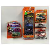 (3) MATCHBOX CARS; (1) 5 PACK GIFT SET; (1) AROUND