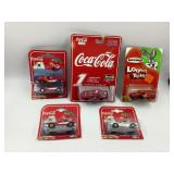 (4) MAJORETTE COCA-COLA CARS; REVELL RACING COCA-
