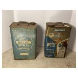 WARDS AND ALLSTATE 2 1/2 GALLON METAL OIL CANS