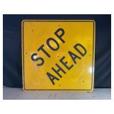 STOP AHEAD METAL ROAD SIGN - 36" X 36"