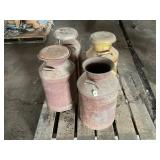 LOT OF 4 VINTAGE METAL MILK CANS