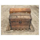 PAIR OF HUMP BACK STEAMER TRUNKS
