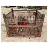 INDUSTRIAL STACKABLE METAL CRATE W/ASSORTED WIRE