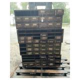 LOT OF 4 INDUSTRIAL METAL BOLT BINS - INCOMPLETE
