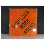 SHOULDER WORK AHEAD METAL ROAD SIGN - 36" X 36"