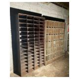 CONTENTS OF BACKROOM- METAL  SHELFS, WORK TABLE,