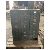 27 DRAWER BOLT BIN CABINET WITH VALVES, FITTINGS