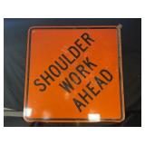 SHOULDER WORK AHEAD METAL ROAD SIGN - 48" X 48"