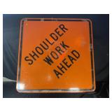 SHOULDER WORK AHEAD METAL ROAD SIGN - 48" X 48"