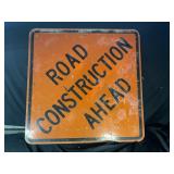 ROAD CONSTRUCTION AHEAD METAL ROAD SIGN - 48" X