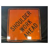 SHOULDER WORK AHEAD METAL ROAD SIGN - 48" X 48"