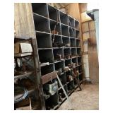 35 BIN WOOD STORAGE CABINET WITH AUTOMOTIVE LIGHT,