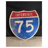 INTERSTATE 75 METAL ROAD SIGN - 30" X 30"