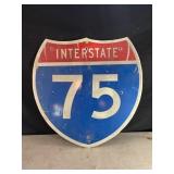 INTERSTATE 75 METAL ROAD SIGN - 30" X 30"