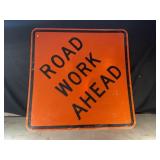ROAD WORK AHEAD METAL ROAD SIGN - 48" X 48"
