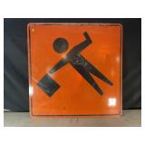 FLAGGER AHEAD METAL ROAD SIGN - 36" X 36"