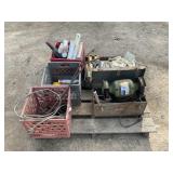 SKID OF GREASETUBES, BENCH GRINDER, AND MORE