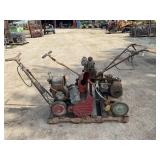LOT OF 3 VINTAGE YARD MOWERS AND TILLERS AND