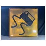SLIPPERY ROAD METAL ROAD SIGN - 48" X 48"