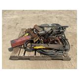 SKID OF ASSORTED HEAVY DUTY TOOLS AND HOSES