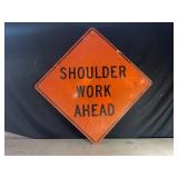 SHOULDER WORK AHEAD METAL ROAD SIGN - 36" X 36"