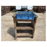RUBBERMAID ROLL AROUND SHOP CART WITH CONTENTS -