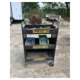 ROLL AROUND METAL SHOP CART WITH CONTENTS - 28" X