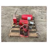 SKID OF LARGE FIRE EXTINGUISHERS