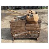 LARGE WIRE BASKET WITH TORCHES, SIDE MIRRORS, AND