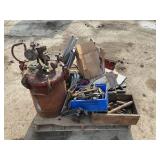 SKID OF ASSORTED HANDTOOLS, PRESSURE TANK,