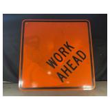 WORK AHEAD METAL ROAD SIGN - 48" X 48"