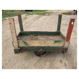 INDUSTRIAL WOOD PLATFORM CART W/CAST IRON WHEELS -