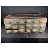 INDUSTRIAL 18 DRAWER METAL BOLT BIN - 34' X 17' X