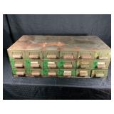 INDUSTRIAL 18 DRAWER METAL BOLT BIN - 34' X 17' X
