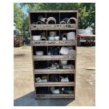 18 BIN METAL STORAGE RACK WITH LARGE SELECTION OF