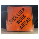 SHOULDER WORK AHEAD METAL ROAD SIGN - 48" X 48"