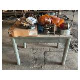 METAL WORK TABLE WITH SERVICE LIGHTS, HEATER