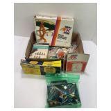 LARGE LOT OF SLOT CAR TRACK PIECES, DECALS, AND