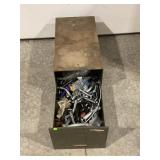 LARGE METAL FILE DRAWER FULL OF BIKE PARTS.