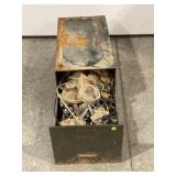 LARGE METAL FILE DRAWER FULL OF BIKE PARTS.