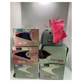 LOT OF 6 BIKE NEW IN BOX HELMETS. VARIOUS SIZES