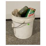LARGE BUCKET OF BIKE PARTS. ODD AND ENDS.