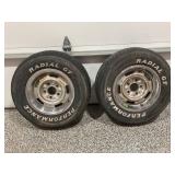 TWO 14" X 6" RALLY WHEELS WITH BEAUTY RIMS