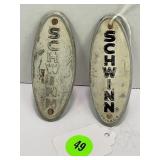 LOT OF 2 SCHWINN HEAD BADGES