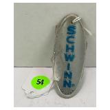 BLUE OVER SILVER SCHWINN HEAD BADGE